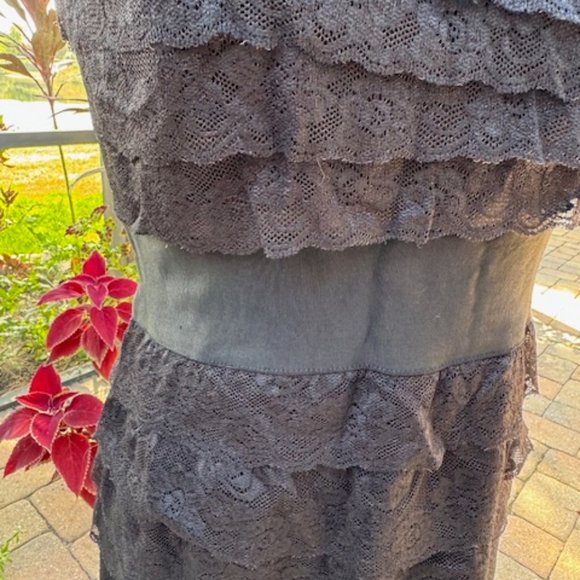 Jessica Simpson Black Layered Lace One Shoulder Dress Black Size 10 - Picture 3 of 10